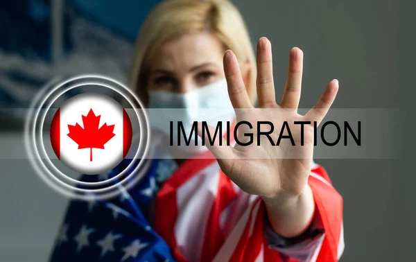 Drapeau du Canada et inscription immigration — Photo
