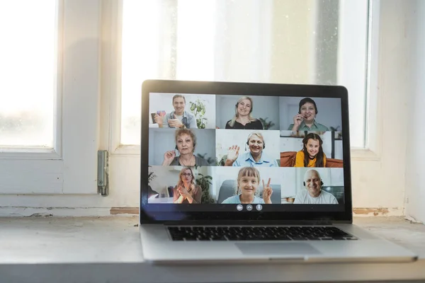 Online Videokonferenz Webinar Call. Geschäftstreffen — Stockfoto