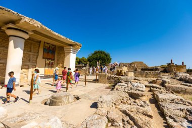 Girit, Heraklion 'daki Knossos Sarayı' nın en üst düzey manzarası, Yunanistan 25 Ağustos 2021 