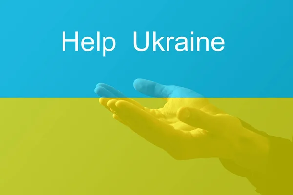 Ręce modlitwa w fladze Ukrainy — Zdjęcie stockowe