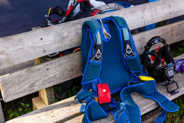 Sport parachutes, packed before jumping, Parachute equipment.