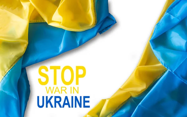 Arrêtez le texte de bannière de guerre avec le drapeau de l'Ukraine. Manifestation internationale, Arrêtez la guerre contre l'Ukraine. illustration — Photo