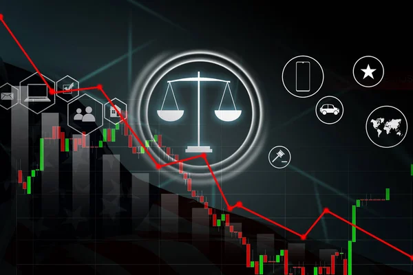 Binary options chart with assets values moving up and down, trading statistics — Stock Photo, Image