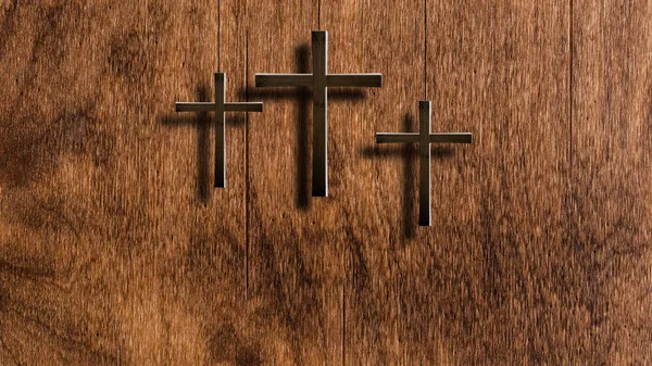 Три креста на фоне стен — стоковое фото