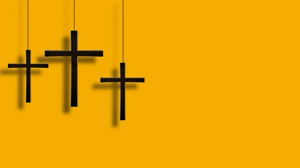 Três cruzes em um contexto de paredes — Fotografia de Stock
