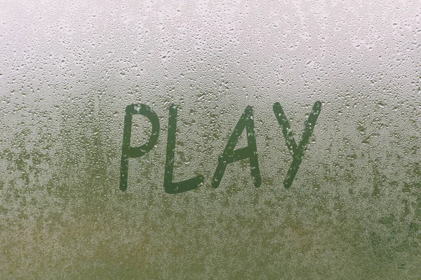 Chuva de outono, a inscrição no vidro suado - jogo de palavras. — Fotografia de Stock