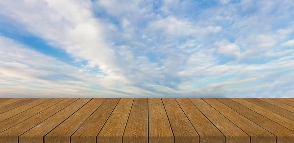 Suddig natur solnedgång himmel bakgrund vägg med gamla vintage grungy beige brun trä linje bakgrunder texturer bordsskiva: rustika åldrade kakel trä med suddig bakgrund. — Stockfoto