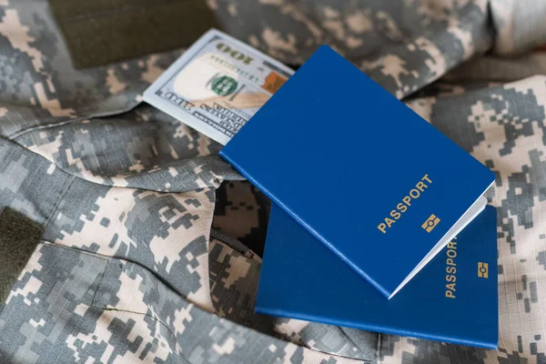 Passeports, argent, texture uniforme militaire de camouflage pixel — Photo