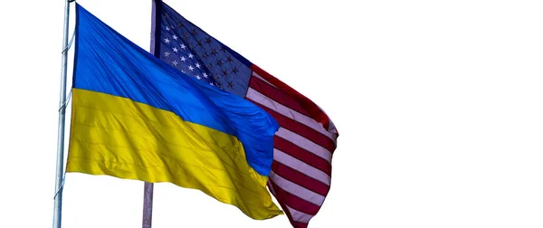 Ukrayna bayrağı ve Amerika Birleşik Devletleri — Stok fotoğraf