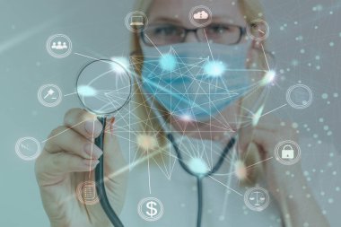 Dijital iletişim ve sanal ekran metaevren teknoloji kavramı WEB 3.0.el dokunmatik dünya interneti.