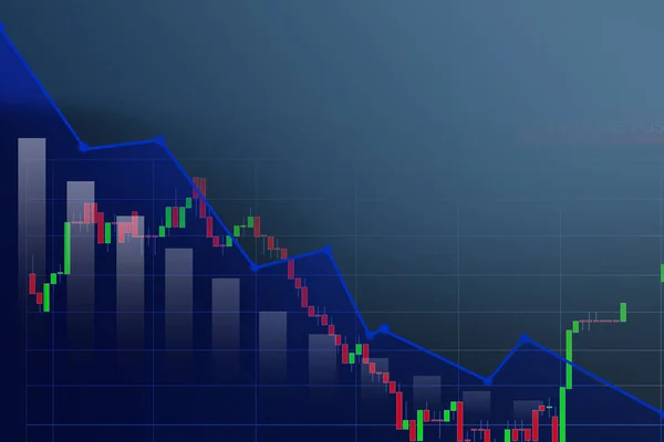 青の背景についての株式市場のチャート。分かち合い — ストック写真