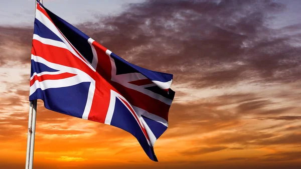 Flag of the United Kingdom on blue sky. illustration — Stock Photo, Image