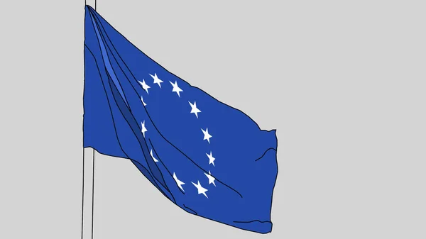 Vlaggen van de Europese Unie op wit met knippad. — Stockfoto