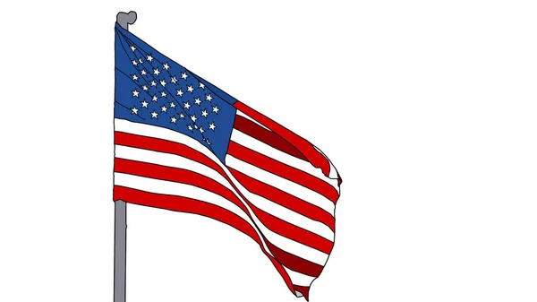 Amerikaanse vlag geïsoleerd op wit met uitknippad. — Stockfoto