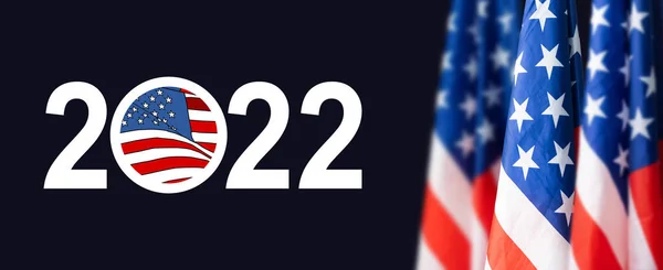 2022 Botones de campaña electoral con la bandera de Estados Unidos - Ilustración —  Fotos de Stock