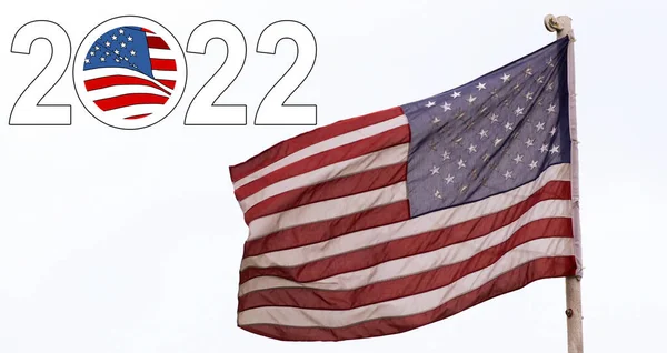 Birleşik Devletler 'de 2022 seçim günü. Birleşik Devletler bayrağının resimleme grafiği — Stok fotoğraf