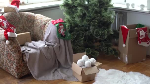 Vánoční Příprava Větve Vánočního Stromku Vánoční Přípravy — Stock video
