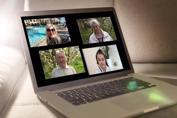 Video Call Home Screen Webcam Communicate Online — Photo