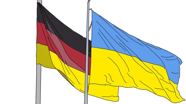 Flaggen Von Deutschland Und Der Ukraine — Stockfoto