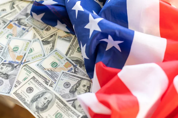 Amerikai Zászló Bankjegyek Usd Pénznem — Stock Fotó
