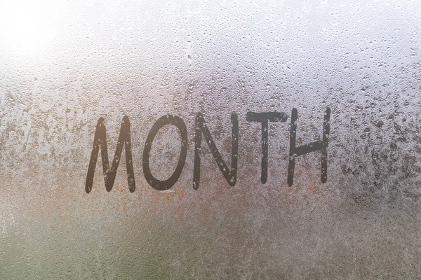 Inscription Month Sweaty Glass — Stock Photo, Image