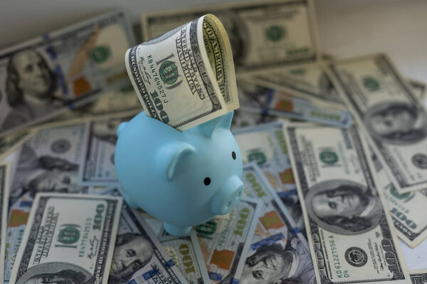 бизнес, финансы, инвестиции, сбережения и коррупция - закрытие долларовых наличных денег и банка поросят на столе
.