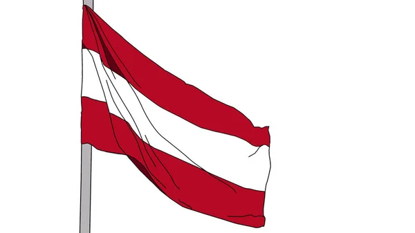 Viftar Med Österrikes Flagga Illustration Europas Flagga Flaggstången Ikon Isolerad — Stockfoto