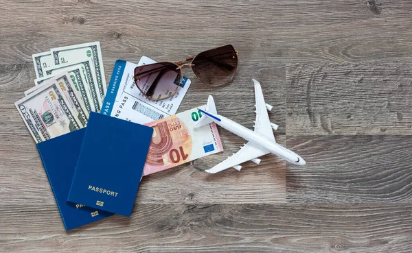 Pasaporte Con Avión Concepto Viaje — Foto de Stock