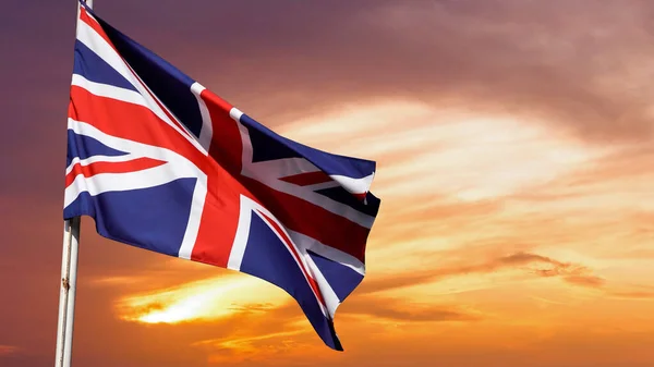 United Kingdom Union Jack Flag Waving Sky — Stockfoto