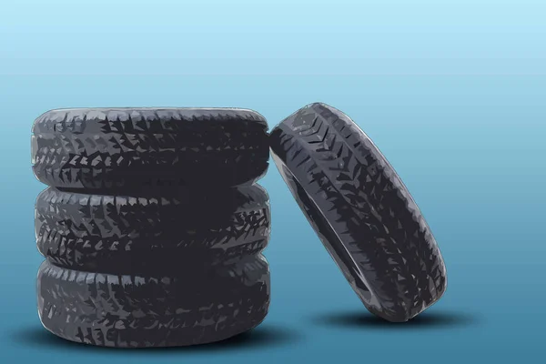 타이어가 분리되었습니다 자동차 타이어 패키지 뱀장어 부분들 타이어 서비스 타이어가 — 스톡 사진
