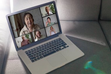 video call from home, screen, Webcam, communicate online.
