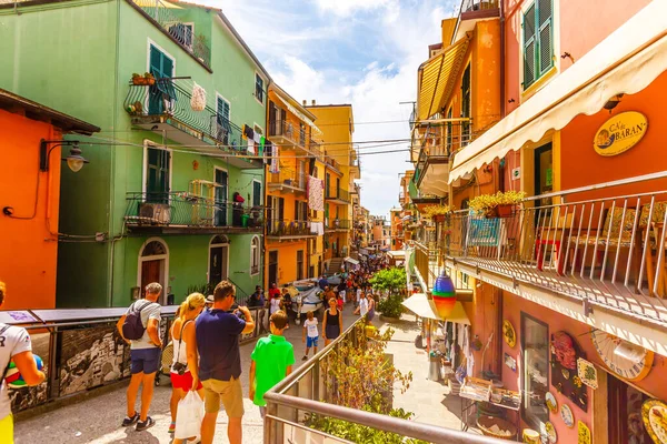 Cinque Terre Italia Julio 2019 Vista Clásica Manarola Casas Coloridas — Foto de Stock