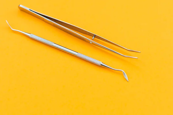 Dental Tool Orange Background —  Fotos de Stock