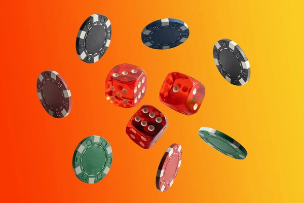 Concept Dice Poker Chips — Stock Photo, Image
