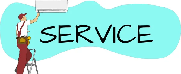 Service Voor Reparatie Onderhoud Van Airconditioners Vector Illustratie Een Platte — Stockvector