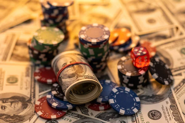 Fichas Poker Dinheiro Dólares — Fotografia de Stock