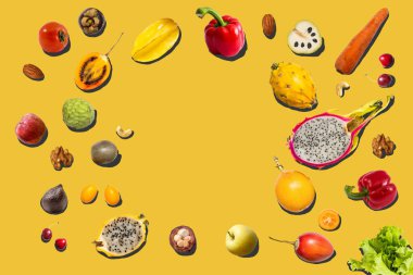 meyve ve sebzelerin gökkuşağı koleksiyonu.