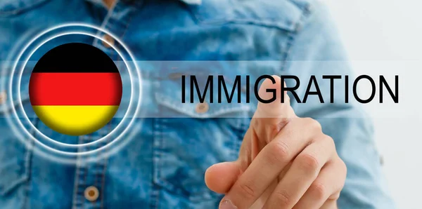 Германский Флаг Кнопка Виртуальной Иммиграции — стоковое фото