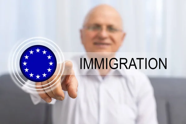 Flag European Union Flag Inscription Immigration — Stock Photo, Image