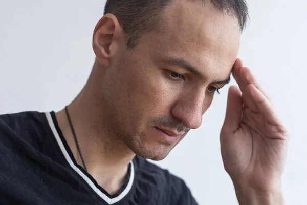 Hombre Con Dolor Cabeza Dolor Cabeza Dolor Cabeza —  Fotos de Stock