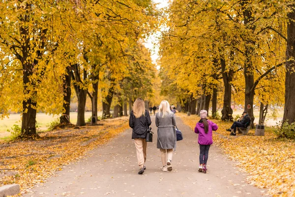 Família Feliz Jogando Parque Outono — Fotografia de Stock