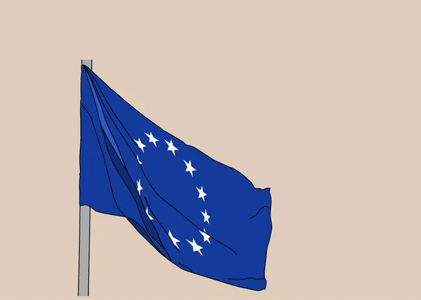 Bandeira União Europeia Com Ícone Bandeira Plana Com Sombra Longa —  Vetores de Stock