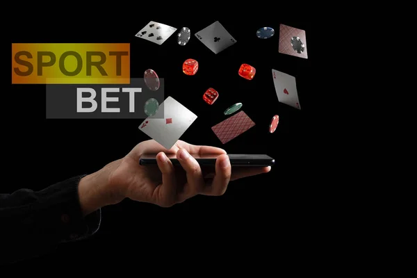 User winning jackpot on online casino app, online games and gambling concept.