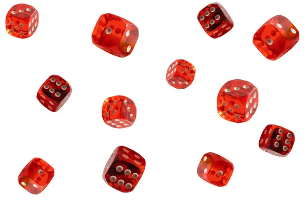 Collection Red Dice Different Angles Isolated White Background — Stock Photo, Image