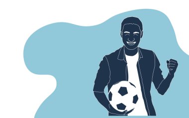 Kötü Asyalı futbolcu eliyle tehdit ediyor. Kızgın futbolcu. Olumsuz duygular. Kötü Günler. Kötü ruh hali stresli adamlar. Vektör illüstrasyonu