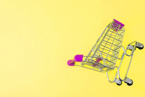 Shopping Cart Isolated Pink Background — Stock Photo, Image