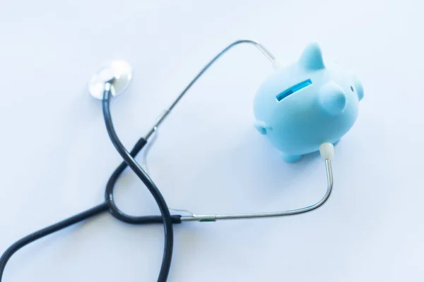 Piggy Bank Stethoscope Isolated White — Stock Photo, Image