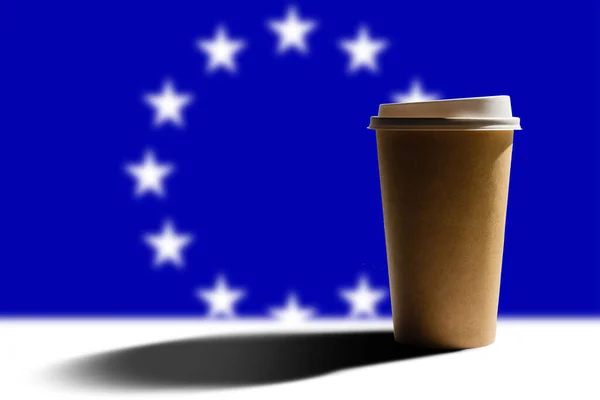 Cups Coffee Flag European Union — Stock Photo, Image