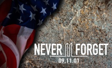 Mesaj: Birleşik Devletler bayrağıyla 9.11 'i asla unutma. Yüksek kalite fotoğraf