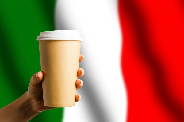 Italian coffee. Cup with italian flag.
